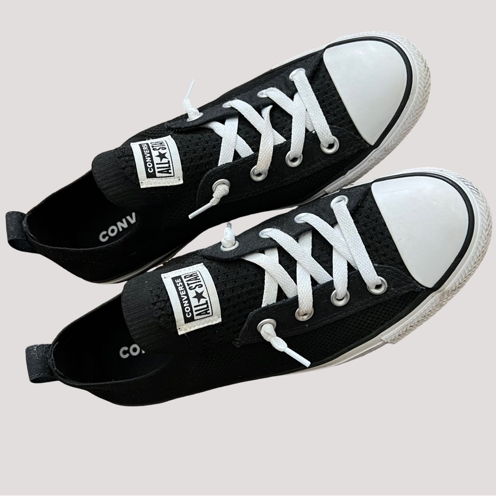 Converse Black and White Low-Top Slip-On Sneakers - Picture 3 of 7